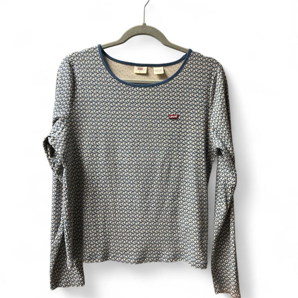 Levi's Women's Honey Long Sleeve Shirt - Size XL - Grey/Blue/Cream Floral